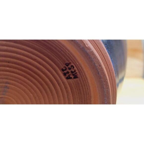 Vintage Handmade Wheel Thrown Earthenware Cobalt Blue Glazed Planter Vase - Picture 14 of 16